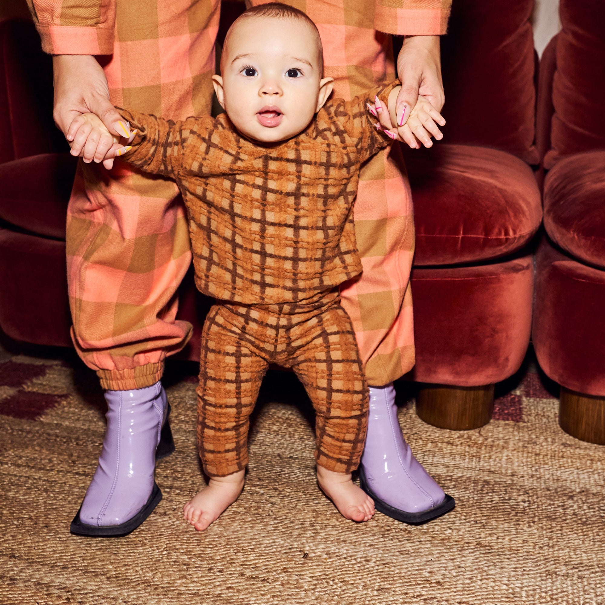 Marley Fluffy Brown Checked Leggings